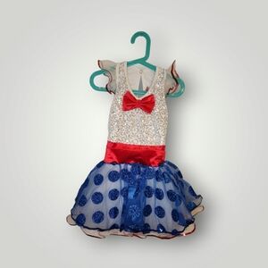 Weissman Good Ship Lollipop Tap Jazz Dance Costume Red White Blue Size LC